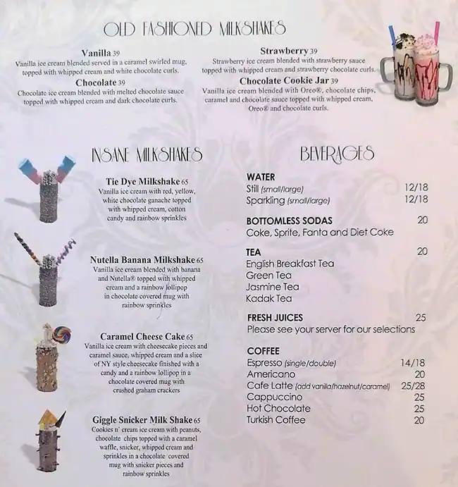 Sugar Factory Menu, Menu for Sugar Factory, Al Markaziya, Abu Dhabi 