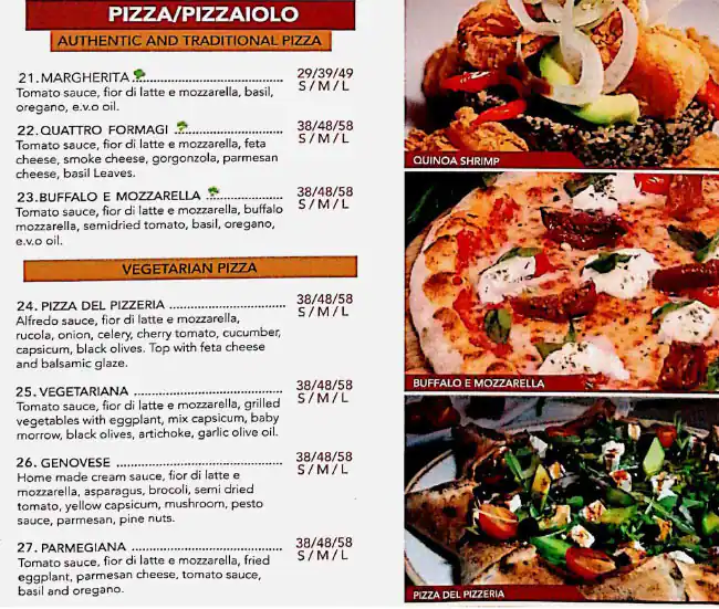 Deliziosa Pizzeria Restaurant Menu 