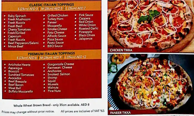 Deliziosa Pizzeria Restaurant Menu 