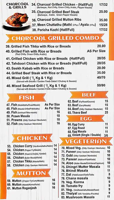 Grand Red Chilly Restaurant Menu 