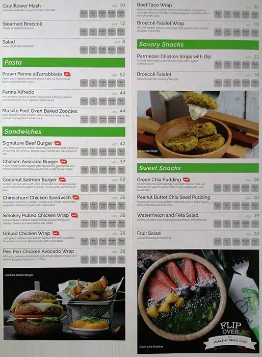 Muscle Fuel Healthy Eating Restaurant Menu 