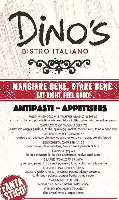 Dino's Bistro Italiano Menu, Menu for Dino's Bistro Italiano, Embassies District, Abu Dhabi 