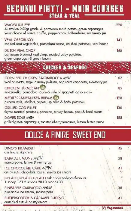 Dino's Bistro Italiano Menu, Menu for Dino's Bistro Italiano, Embassies District, Abu Dhabi 