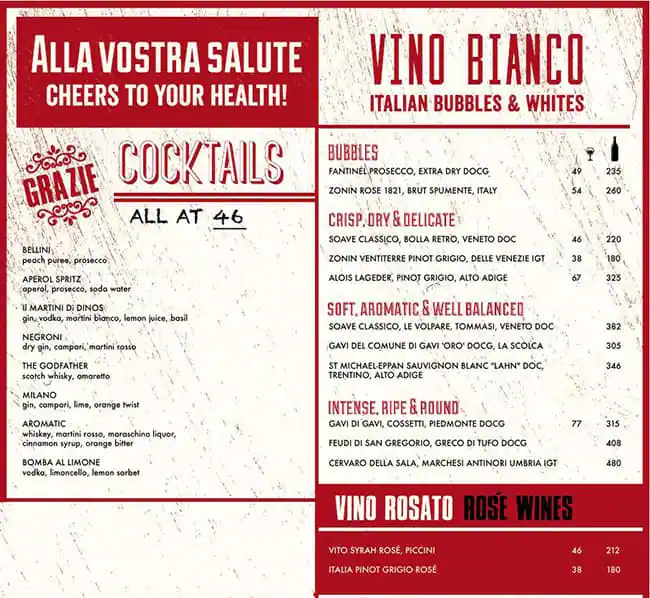 Dino's Bistro Italiano Menu, Menu for Dino's Bistro Italiano, Embassies District, Abu Dhabi 