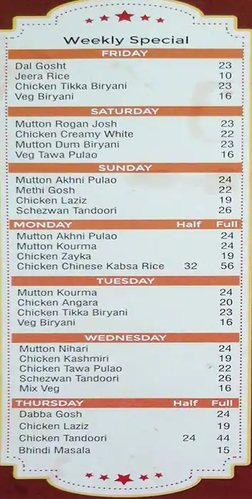 Tikka Town Menu, Menu for Tikka Town, Muroor, Abu Dhabi 