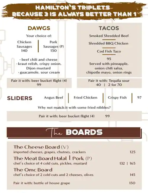 Hamilton's Gastropub - Saadiyat Rotana Resort & Villas Menu 