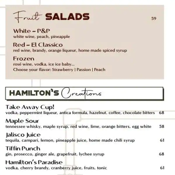 Hamilton's Gastropub - Saadiyat Rotana Resort & Villas Menu 