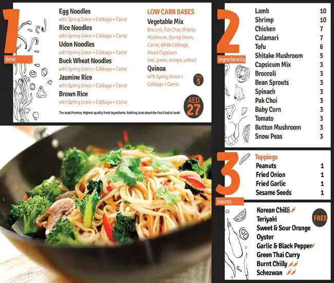 iWok Menu, Menu for iWok, Mussafah Sanaiya, Abu Dhabi 