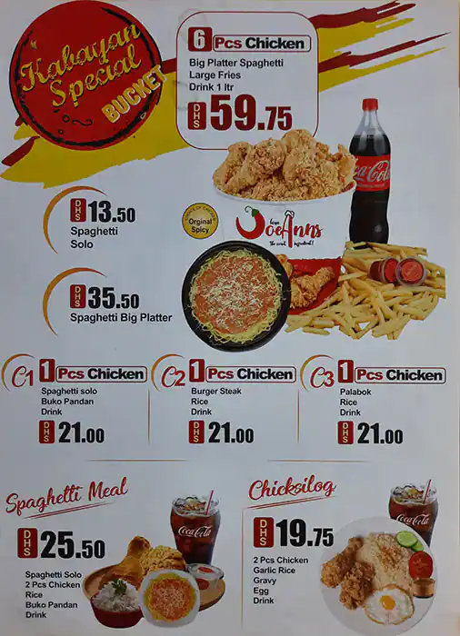 JoeAnns Menu, Menu for JoeAnns, Al Khalidiya, Abu Dhabi 