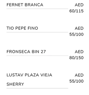 Larte Menu, Menu for Larte, Saadiyat Island, Abu Dhabi 