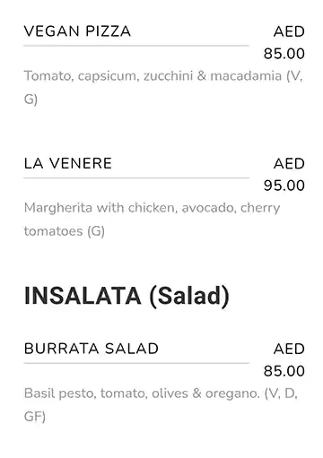 Larte Menu, Menu for Larte, Saadiyat Island, Abu Dhabi 