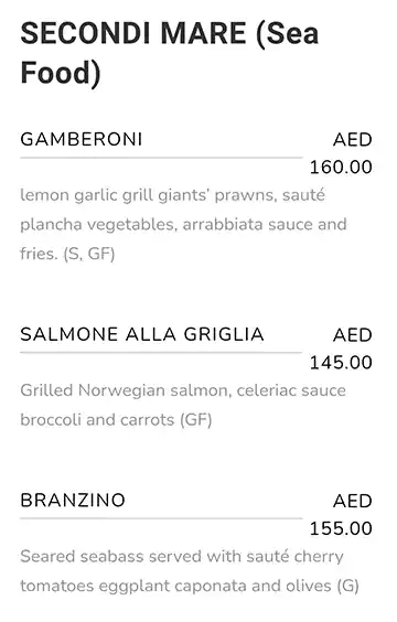 Larte Menu, Menu for Larte, Saadiyat Island, Abu Dhabi 