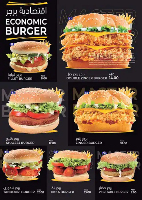 Burger Master Menu, Menu for Burger Master, Mussafah Shabiya, Abu Dhabi 