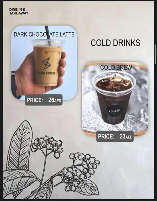 Slash Coffee Menu, Menu for Slash Coffee, Al Shahama, Abu Dhabi 