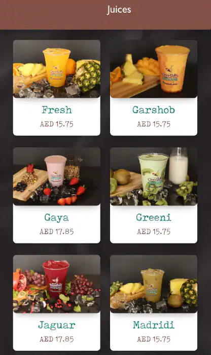 Shambaih Juices Menu, Menu for Shambaih Juices, Mussafah Shabiya, Abu Dhabi 