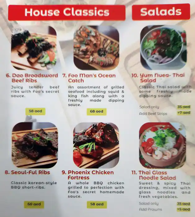 Foo Man Choo Menu, Menu for Foo Man Choo, Al Dhafrah, Abu Dhabi 