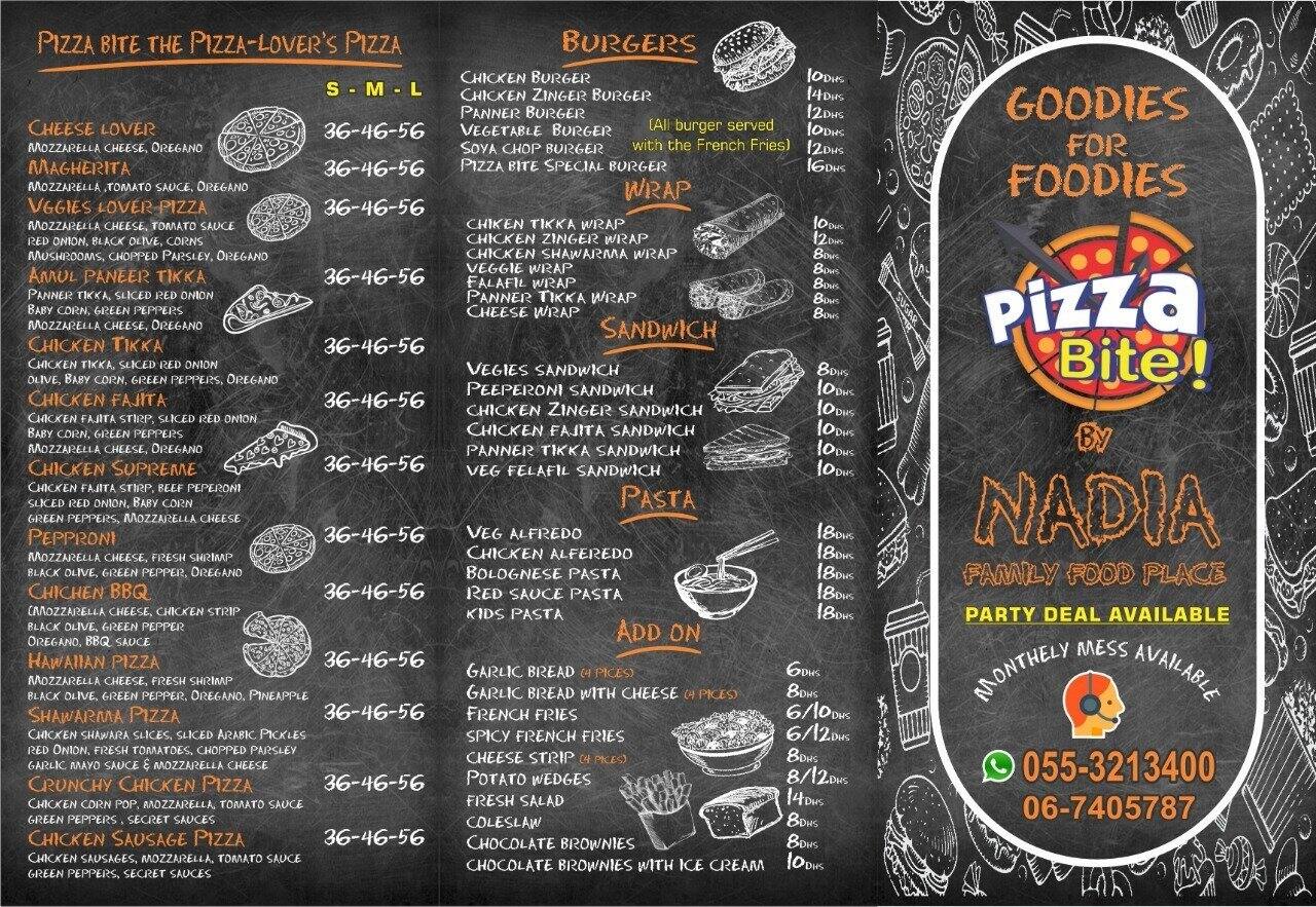 Pizza Bite  ( Nadia Cafeteria ) Menu 