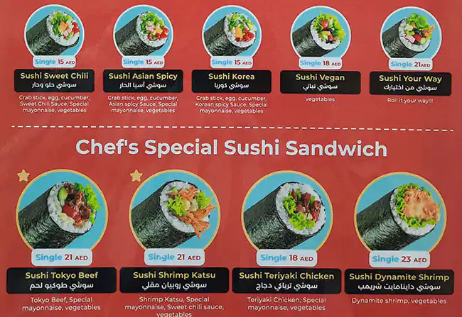 Sushi Your Way Menu, Menu for Sushi Your Way, Al Wahda, Abu Dhabi 