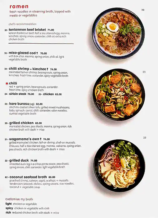 Wagamama Menu, Menu for Wagamama, Tourist Club Area (Al Zahiyah), Abu Dhabi 