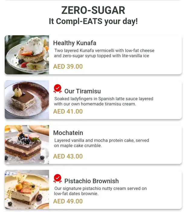 ZEROFAT Menu, Menu for ZEROFAT, Embassies District, Abu Dhabi 