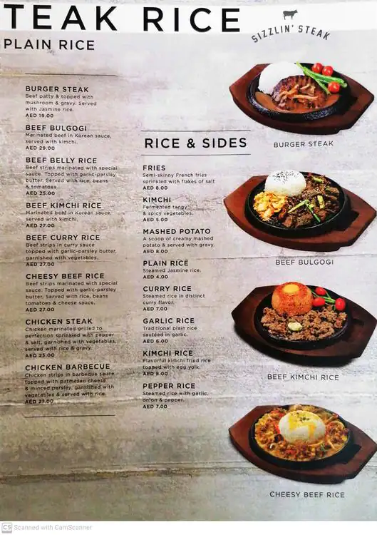 Teriyaki Boy & Sizzlin' Steak Menu 