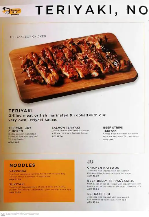 Teriyaki Boy & Sizzlin' Steak Menu 