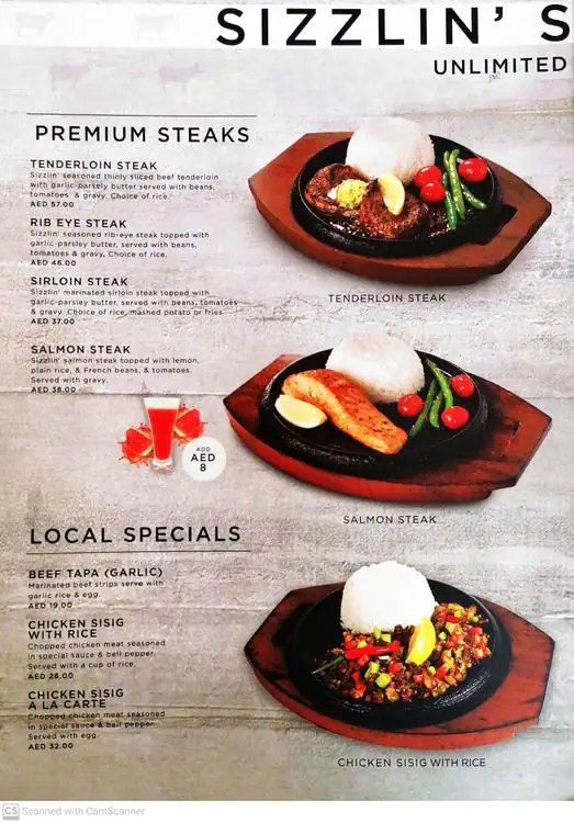 Teriyaki Boy & Sizzlin' Steak Menu 