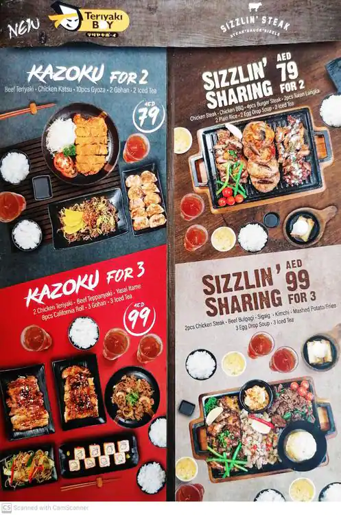 Teriyaki Boy & Sizzlin' Steak Menu 