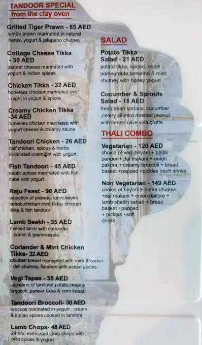 Raju Ji Menu, Menu for Raju Ji, Al Khalidiya, Abu Dhabi 