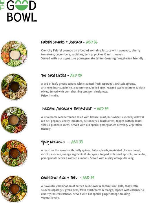 The Good Bowl Menu, Menu for The Good Bowl, University City, Sharjah 