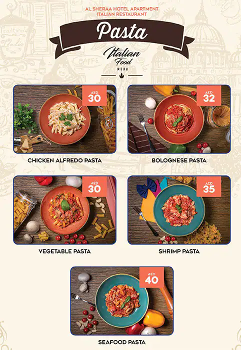 Italian Restaurant Menu, Menu for Italian Restaurant, Al Majaz, Sharjah 