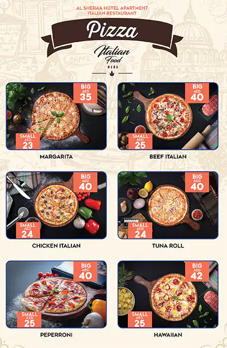 Italian Restaurant Menu, Menu for Italian Restaurant, Al Majaz, Sharjah 