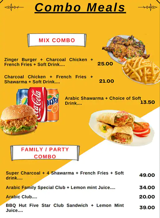 BBQ Hut Menu, Menu for BBQ Hut, Al Wahda, Abu Dhabi 