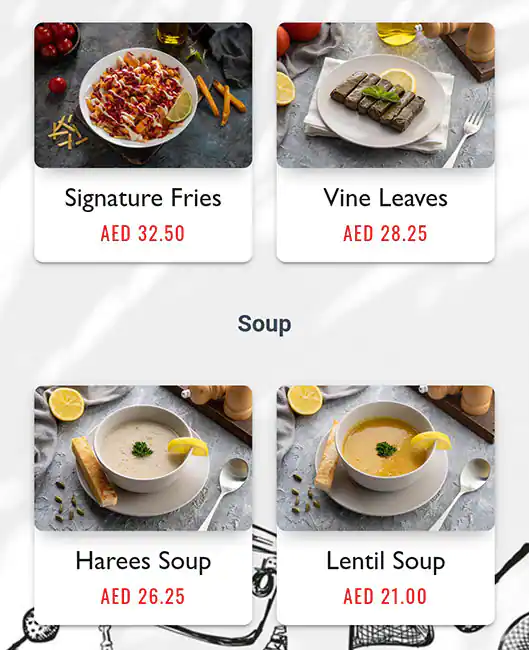 OSHA Gourmet Menu, Menu for OSHA Gourmet, Khalifa City, Abu Dhabi 