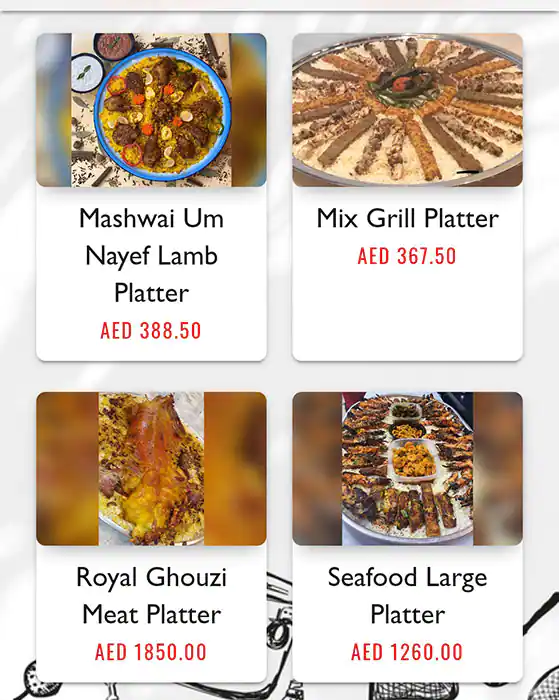 OSHA Gourmet Menu, Menu for OSHA Gourmet, Khalifa City, Abu Dhabi 