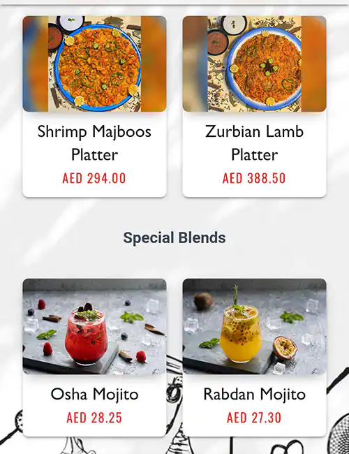 OSHA Gourmet Menu, Menu for OSHA Gourmet, Khalifa City, Abu Dhabi 