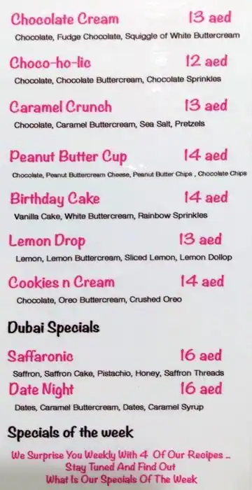 Smallcakes A Cupcakery Menu, Menu for Smallcakes A Cupcakery, Al Jurf, Ajman 