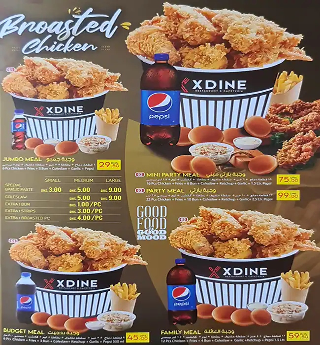 XDine Restaurant & Cafeteria Menu 