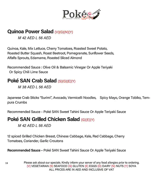 Poke San Menu, Menu for Poke San, Al Khubeirah, Abu Dhabi 