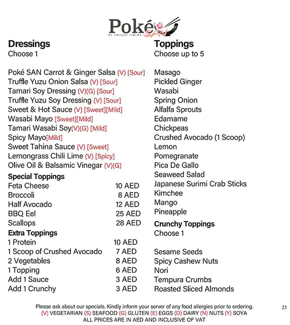 Poke San Menu, Menu for Poke San, Al Khubeirah, Abu Dhabi 