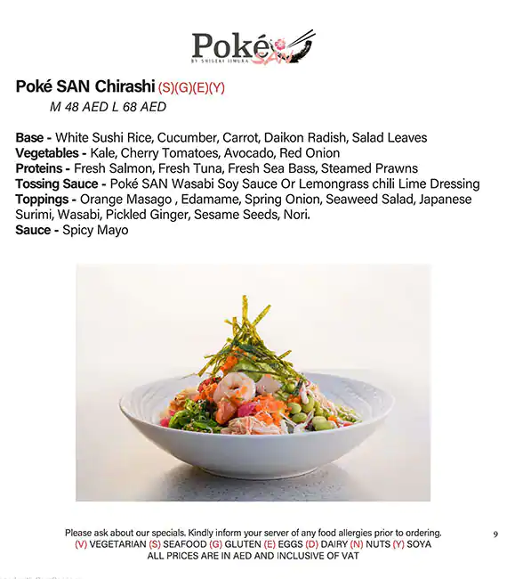 Poke San Menu, Menu for Poke San, Al Khubeirah, Abu Dhabi 