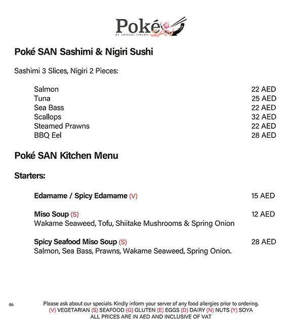 Poke San Menu, Menu for Poke San, Al Khubeirah, Abu Dhabi 