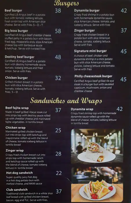 Destiny Cafe Menu, Menu for Destiny Cafe, Khalifa Park Area, Abu Dhabi 