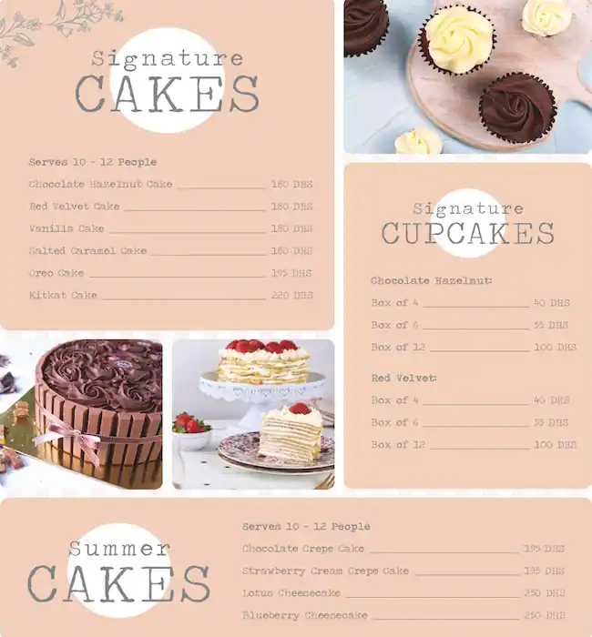 Pastel Cakes Menu, Menu for Pastel Cakes, Mussafah Shabiya, Abu Dhabi 