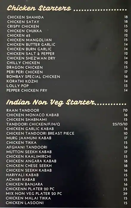 Bombay Durbar Menu, Menu for Bombay Durbar, Al Nakhil, Ajman 