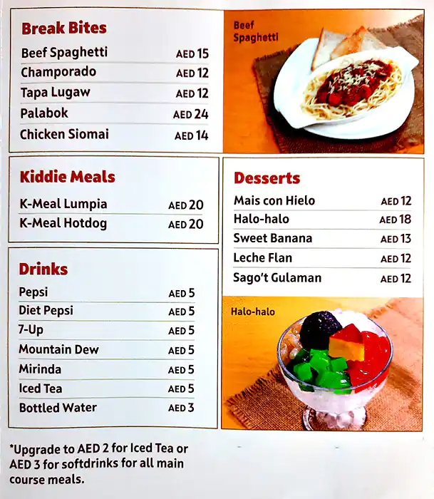 Tapa King Menu, Menu for Tapa King, Al Wahda, Abu Dhabi 