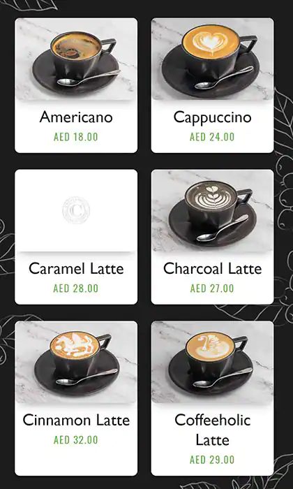 Coffeeholic Speciality Coffee Menu 