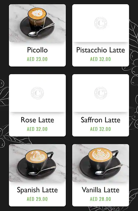 Coffeeholic Speciality Coffee Menu 