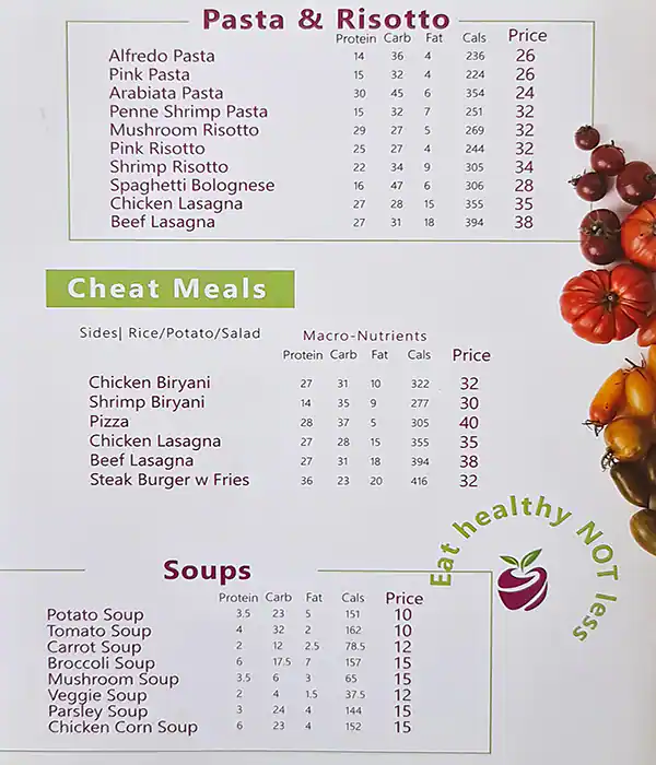 Healthy Champs Restaurant Menu 