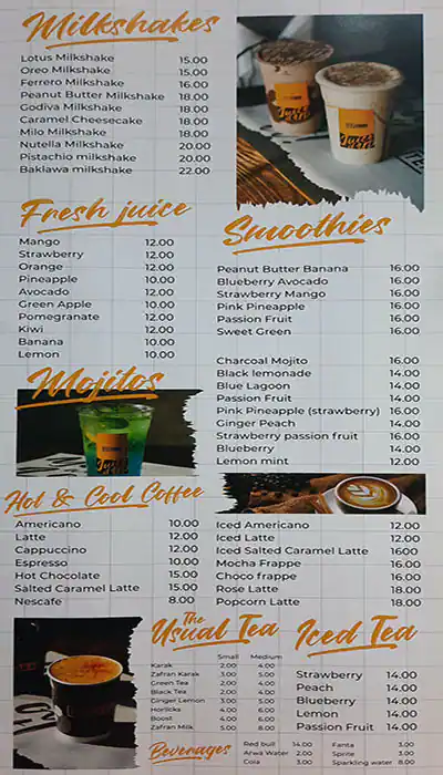 Tea Bae Cafe Menu, Menu for Tea Bae Cafe, Al Dhafrah, Abu Dhabi 